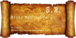 Blitz Mátyás névjegykártya